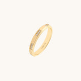 Trio Diamond Band Ring in Real Yellow Gold