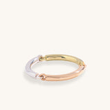 14K Real Gold Trio Colors Stackable Band Ring