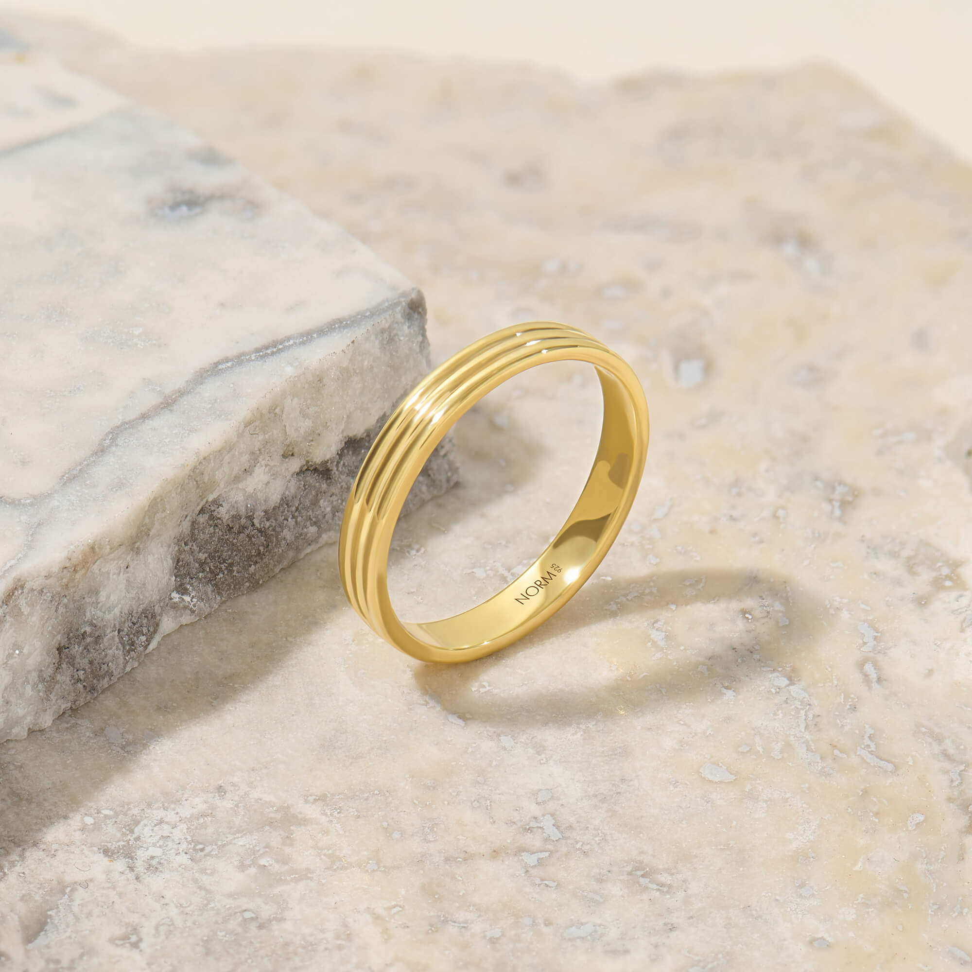 Triple Band Design Ring in Gold Vermeil on Sterling Silver