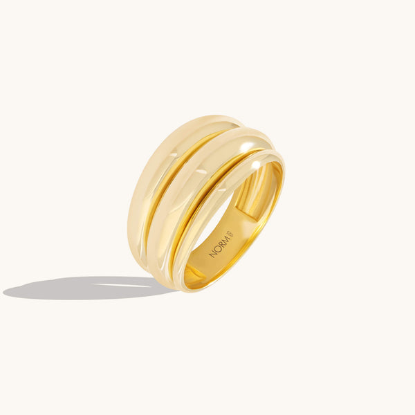 Triple Dome Ring in 24K Gold Plated Vermeil on 925 Sterling Silver