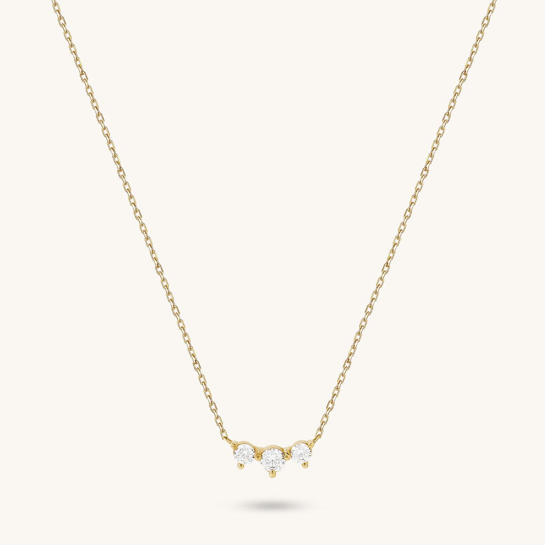 Women's 14k Solid Gold Triple Solitare Necklace