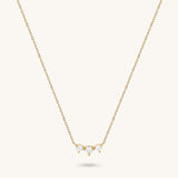 Women's 14k Solid Gold Triple Solitare Necklace