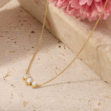 Women's 14k Solid Yellow Gold Triple Solitare Necklace