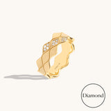 Triple Wave Diamond Band Ring in Solid Gold