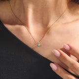 Turquoise Solitaire Pendant in 14K Solid Gold