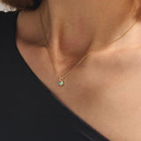 Women's 14K Solid Gold Minimalist Turquoise Bezel Necklace