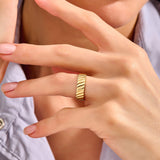 5.80mm Twill Twist Band Ring in 14K Real Gold