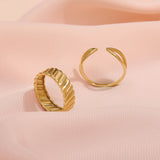 14K Solid Gold Twill Design Bold Band Ring