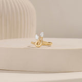 Twin Marquise Knot Ring with Moissanite Stones in Real Gold