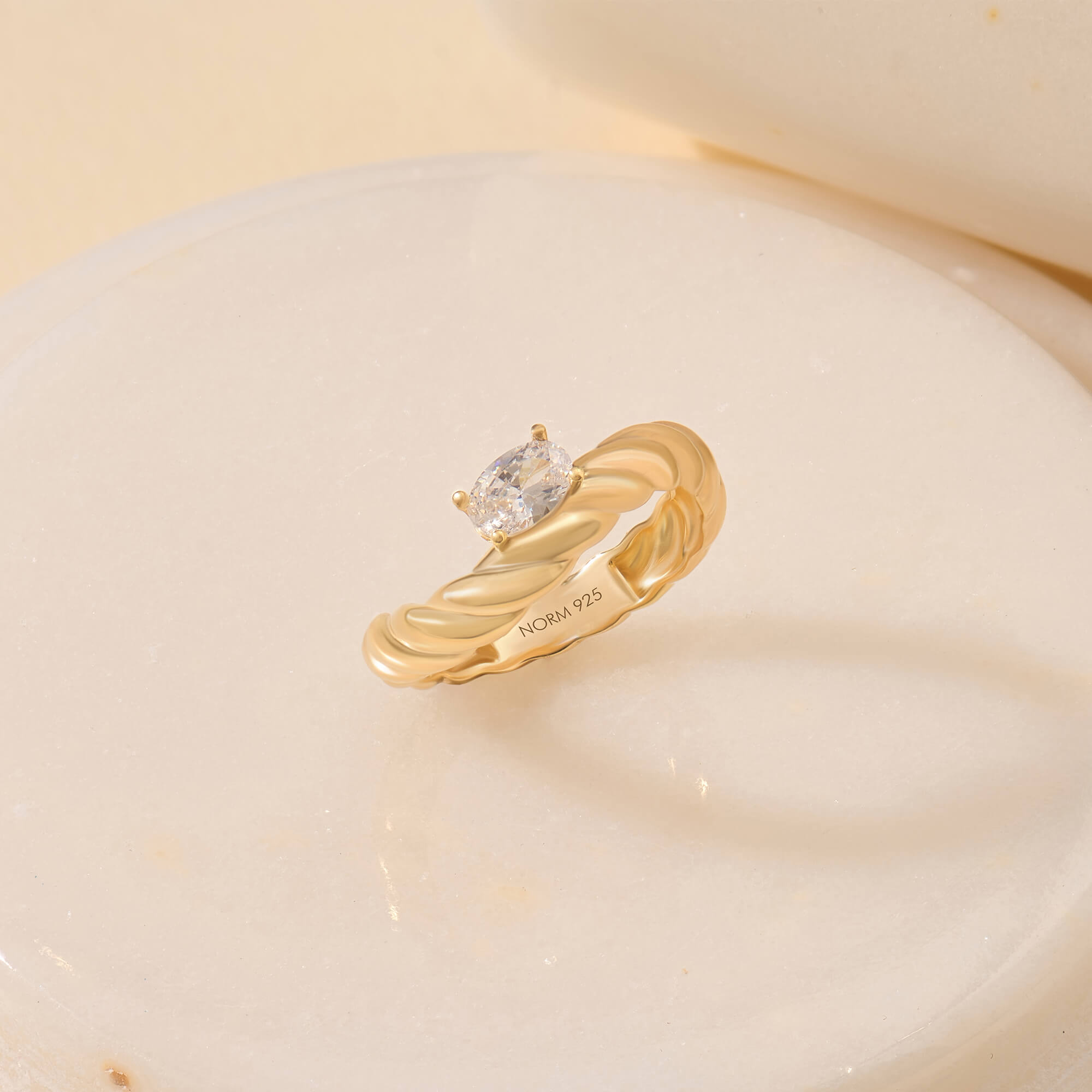 Twisted Vermeil Solitaire Band Ring