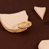 14k Real Gold Twisted Croissant Dome Statement Ring for Women