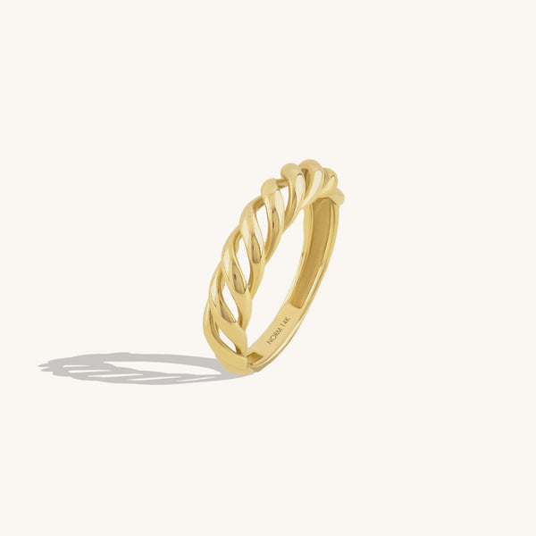 Women's 14k Real Gold Twisted Croissant Ring