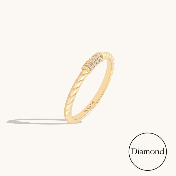 Twisted Diamond Promise Ring in Solid Gold