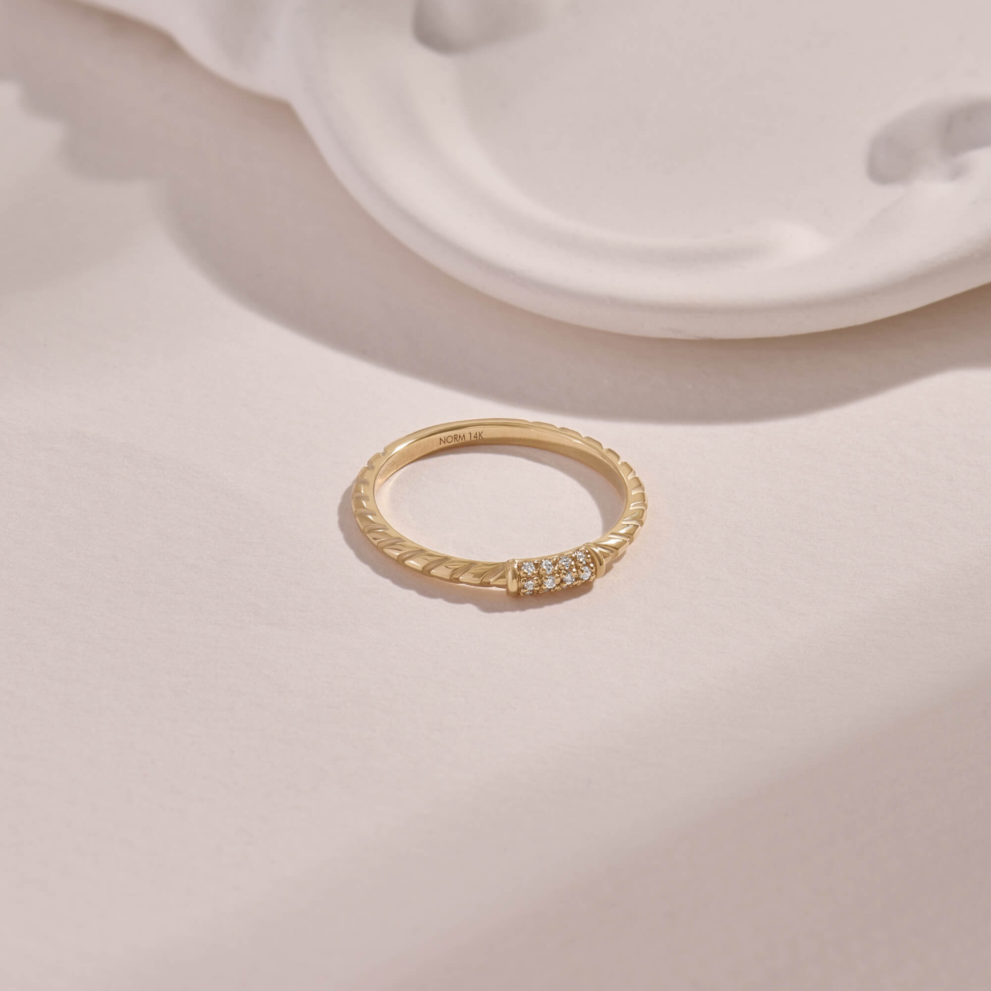 Twisted Diamond Design Promise Ring in Solid Gold