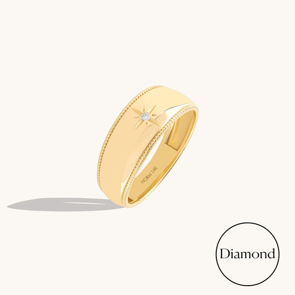 Twisted Diamond Star Dome Ring in Solid Gold