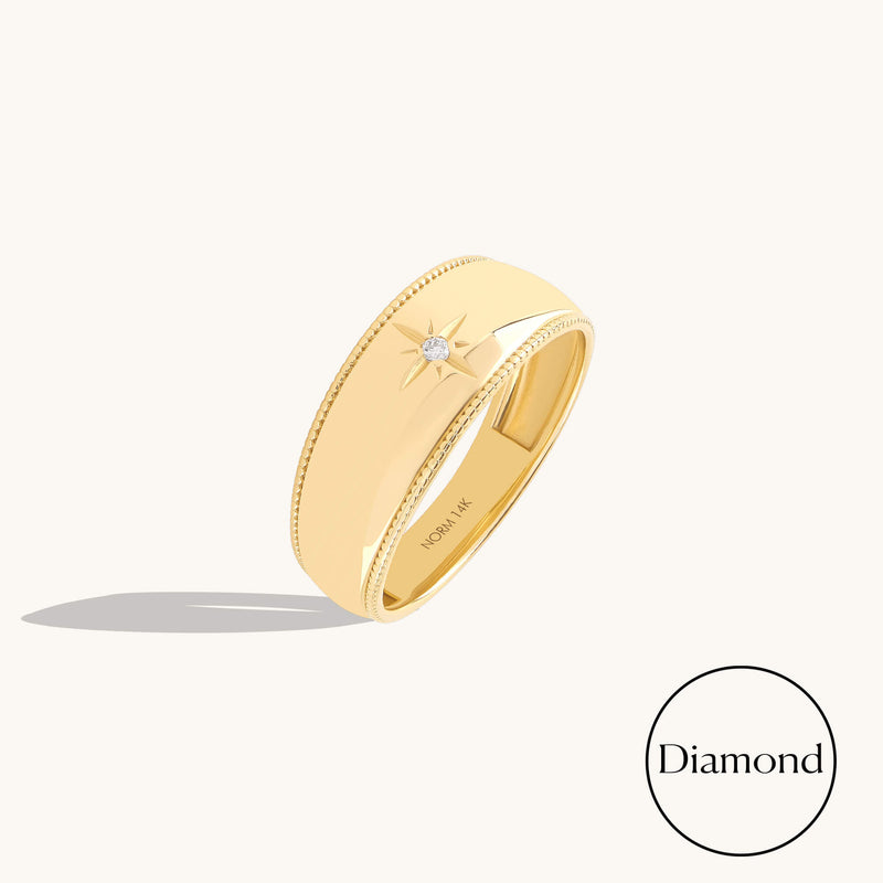 Twisted Diamond Star Dome Ring in Solid Gold
