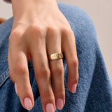 Women's Twist Edge Diamond Star Ring in Yellow Gold