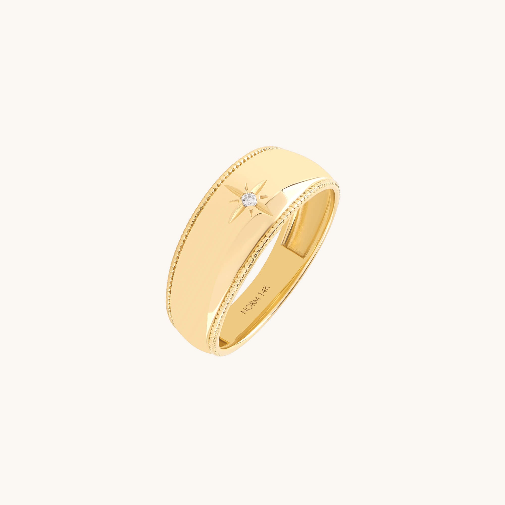 Twisted Diamond Star Dome Ring in Real Yellow Gold
