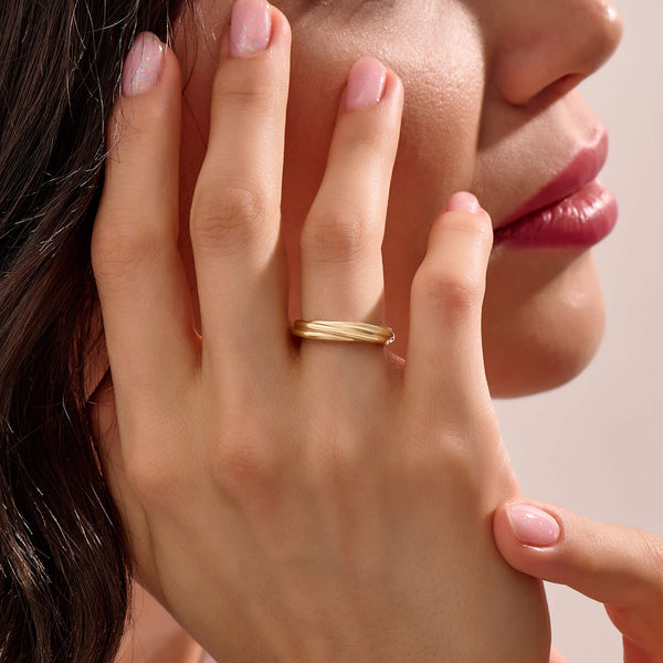 Women's Twisted Dome Band Ring in 14K Real Gold