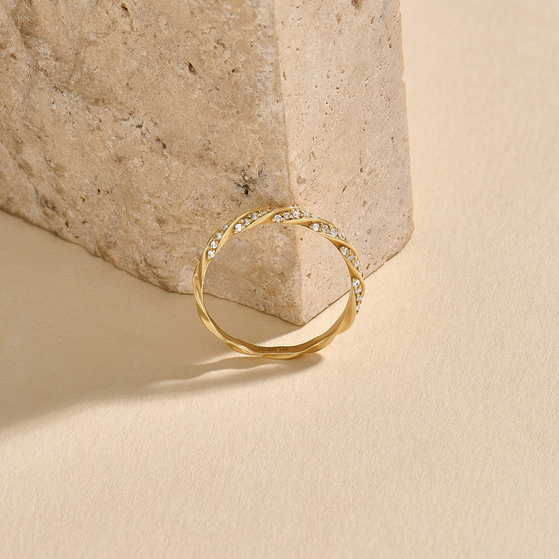 Twisted Half Eternity Wedding Ring in 14K Gold