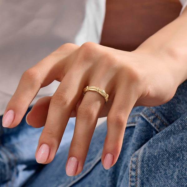 Women's Twisted Node Band Ring in 14K Solid Yellow Gold
