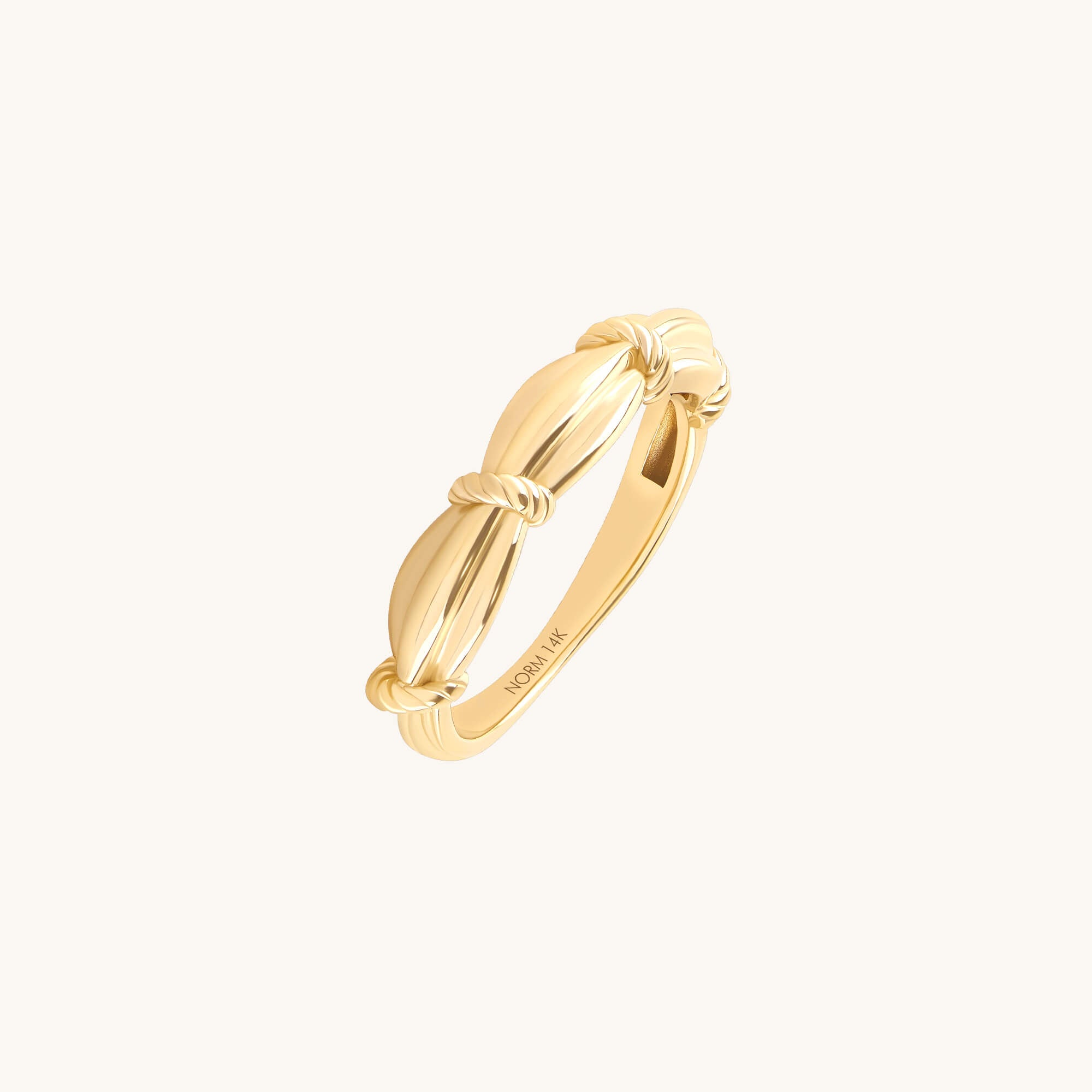 14K Yellow Solid Gold Twisted Node Band Ring