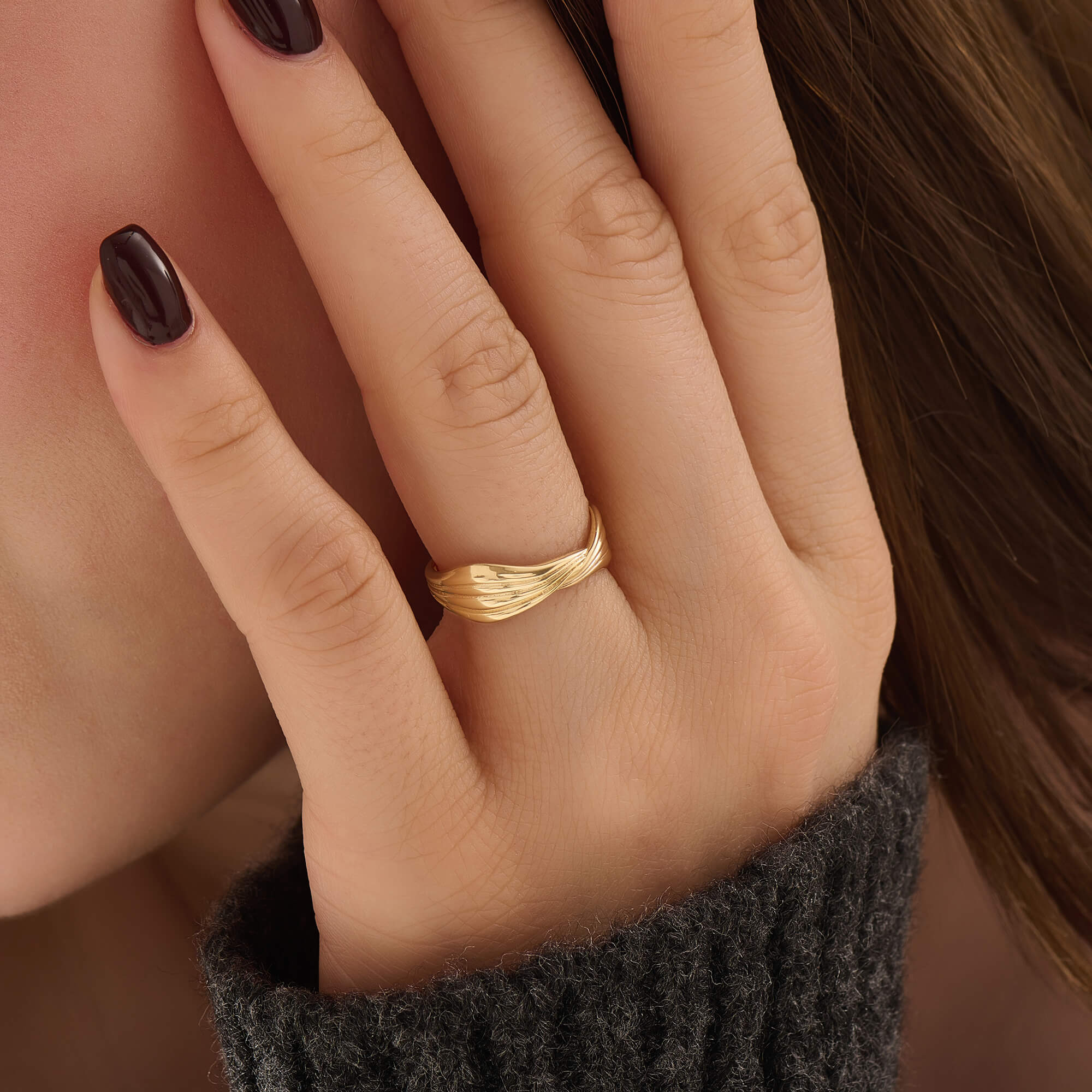 Women's 24K Gold Vermeil Twisted Wave Ring