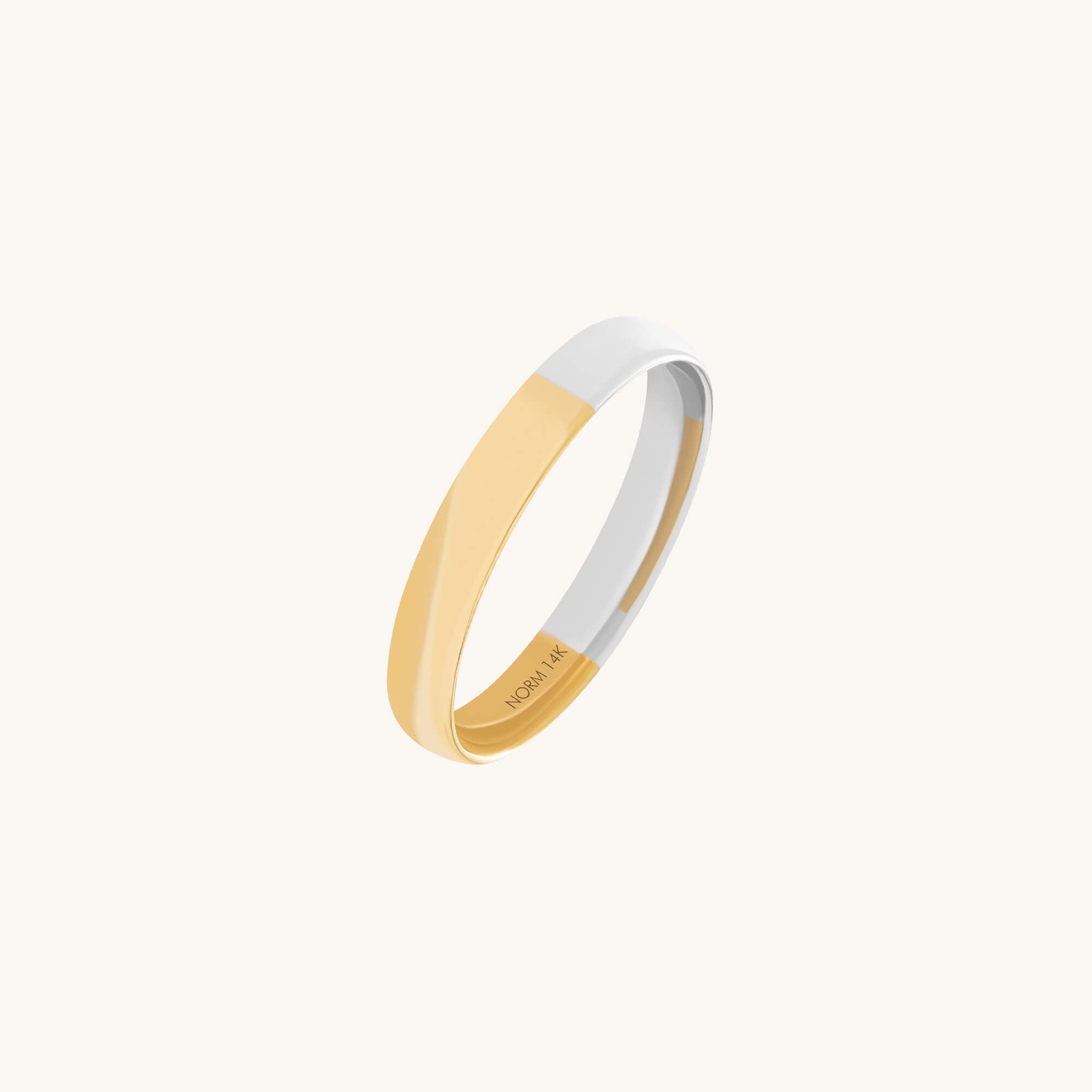 Two-Tone Band Ring in Solid Real Gold