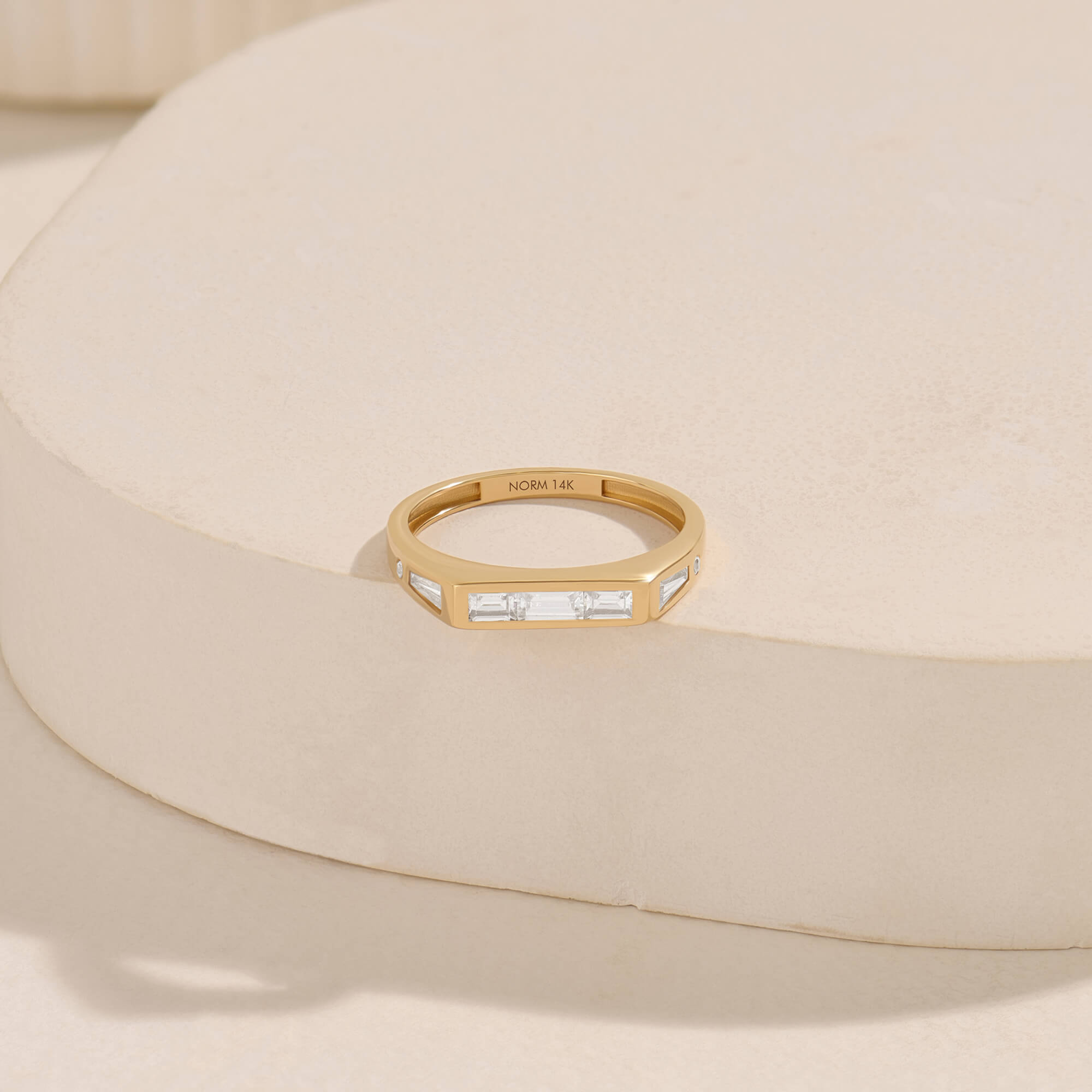 Unique Baguette Ring in Yellow Gold