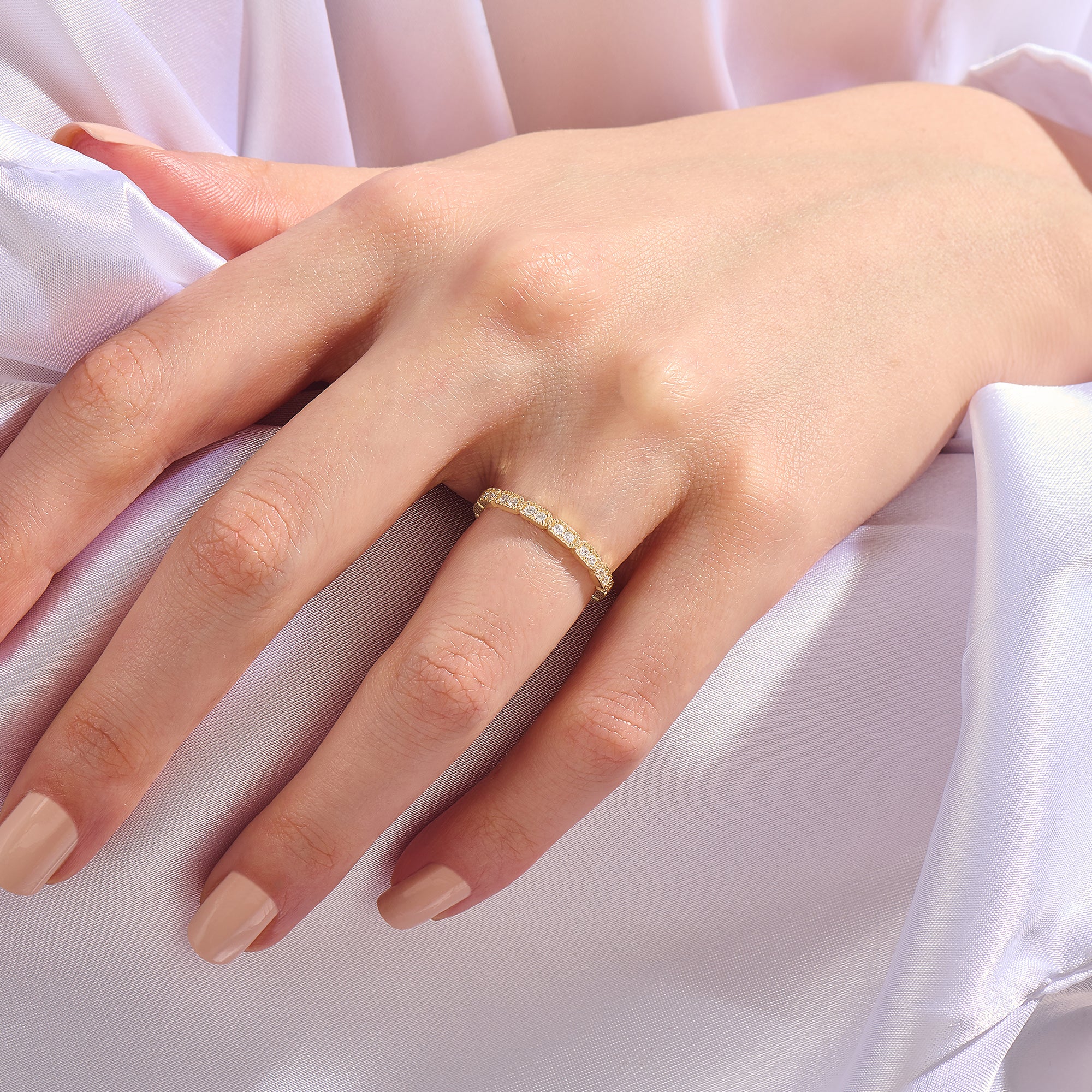 14K Real Gold Band Unity Eternity Wedding Band Ring