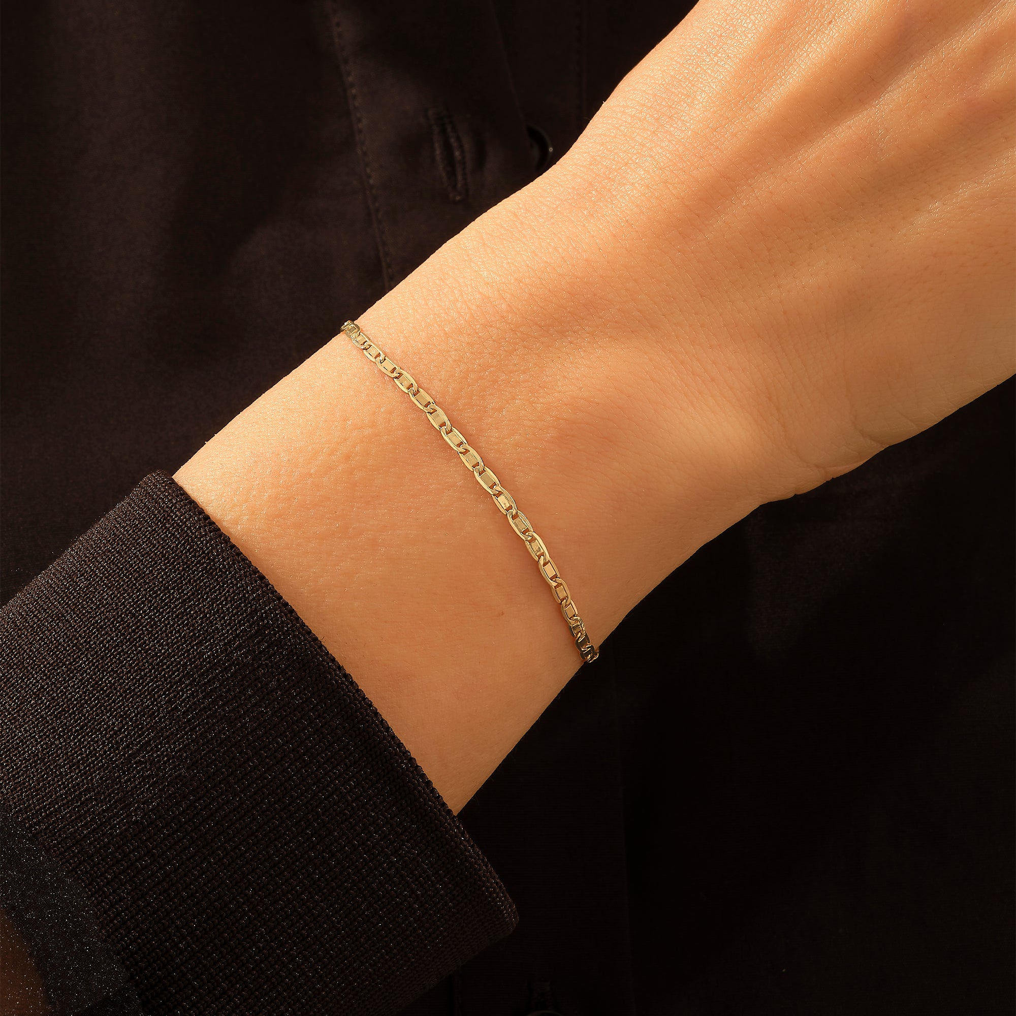 Women's 14k Real Yellow Gold Valentino Chain Bracelet