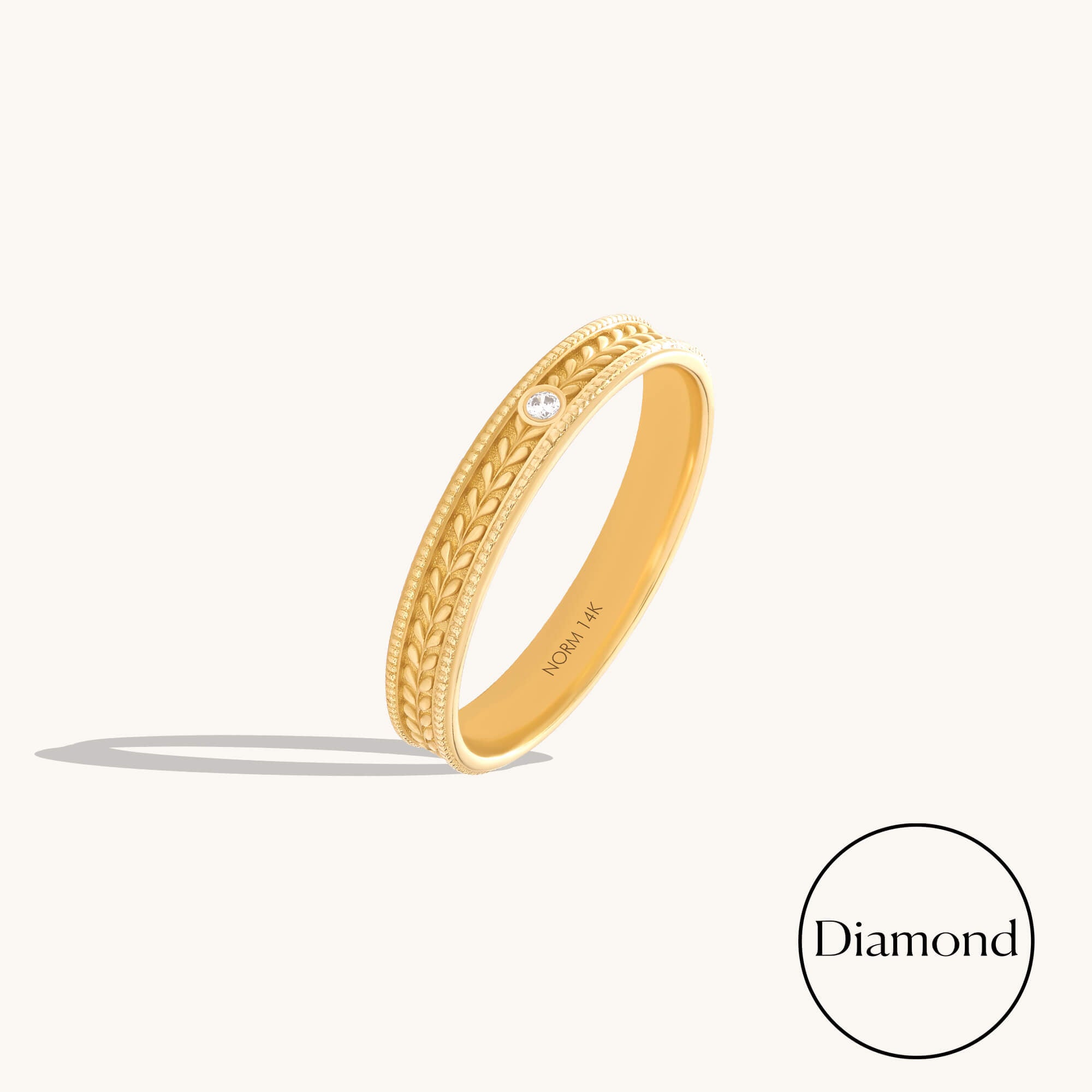 Solid Gold Vintage Diamond Solitaire Band Ring