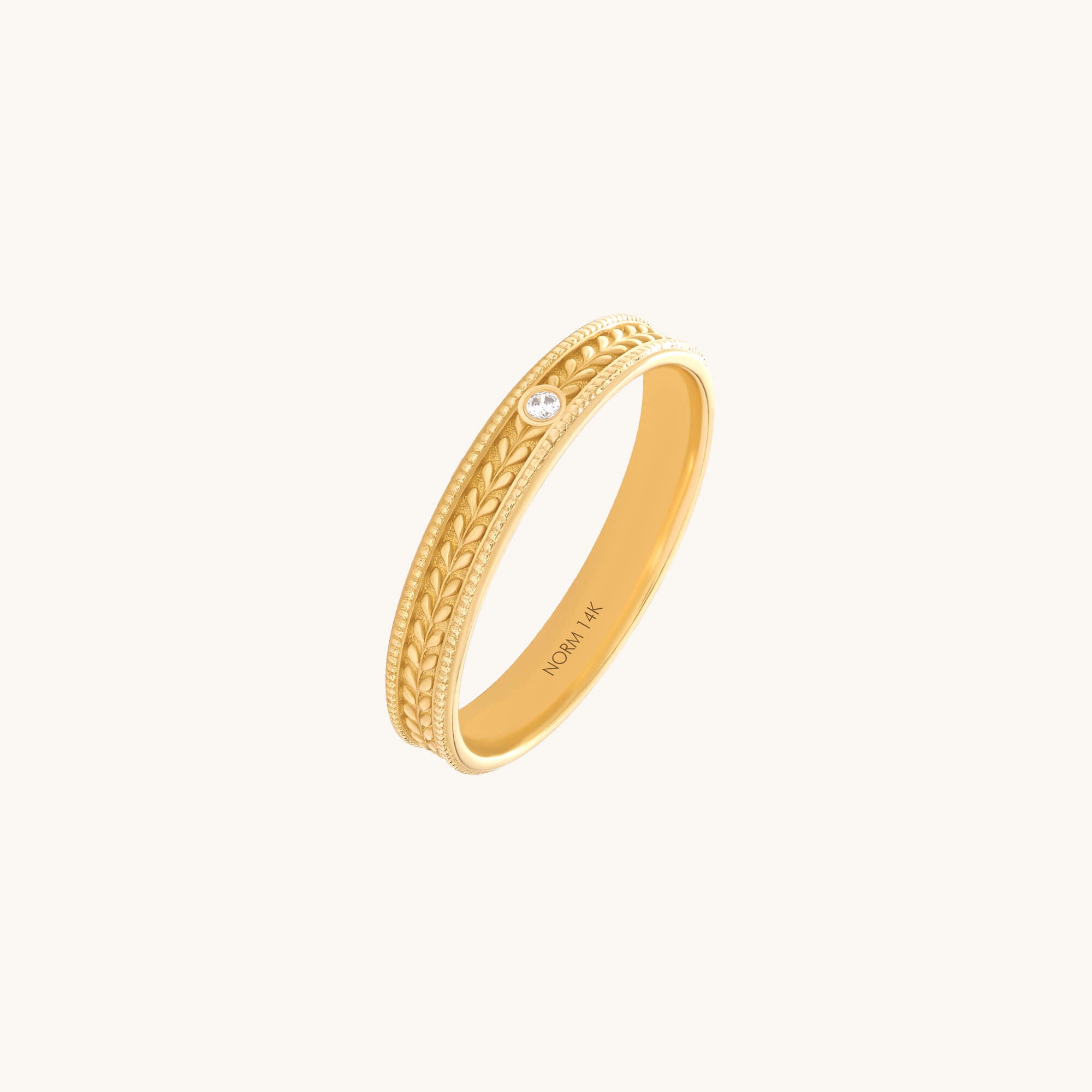Vintage Diamond Solitaire Band Ring in Solid Yellow Gold