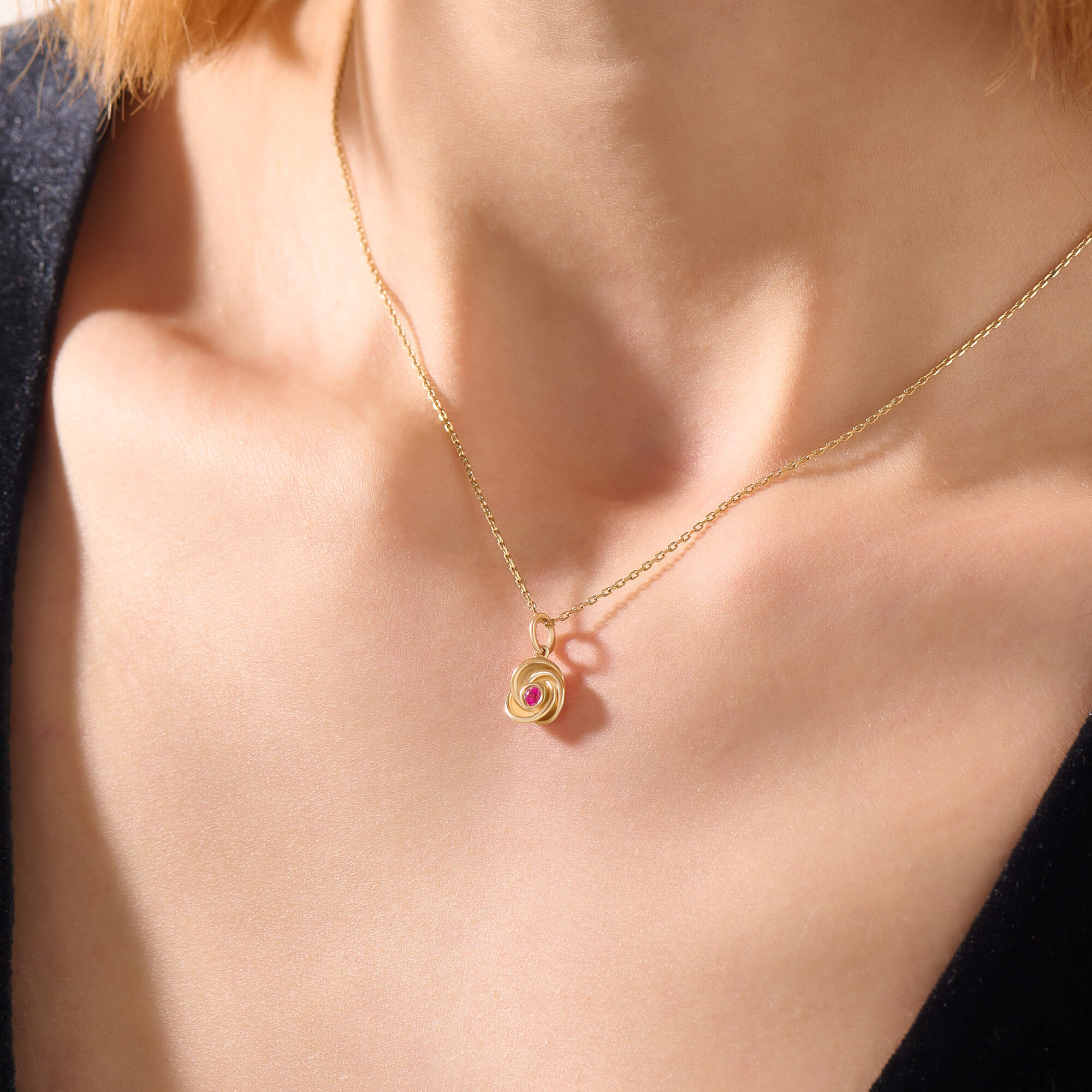 Women's Vintage Knot Necklace in 14K Solid Yellow Gold