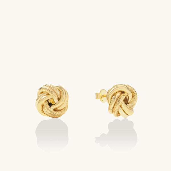 Vintage Love Knot Stud Earrings in Gold