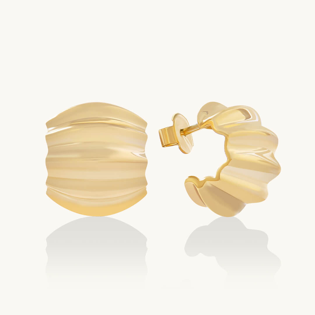 Wave Earrings in 24K Gold Plated Vermeil on 925 Sterling Silver