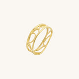 Bold Wave Band Ring in 14k Solid Yellow Gold