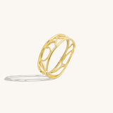 Women's 14K Real Gold Wave Outline Band Ring