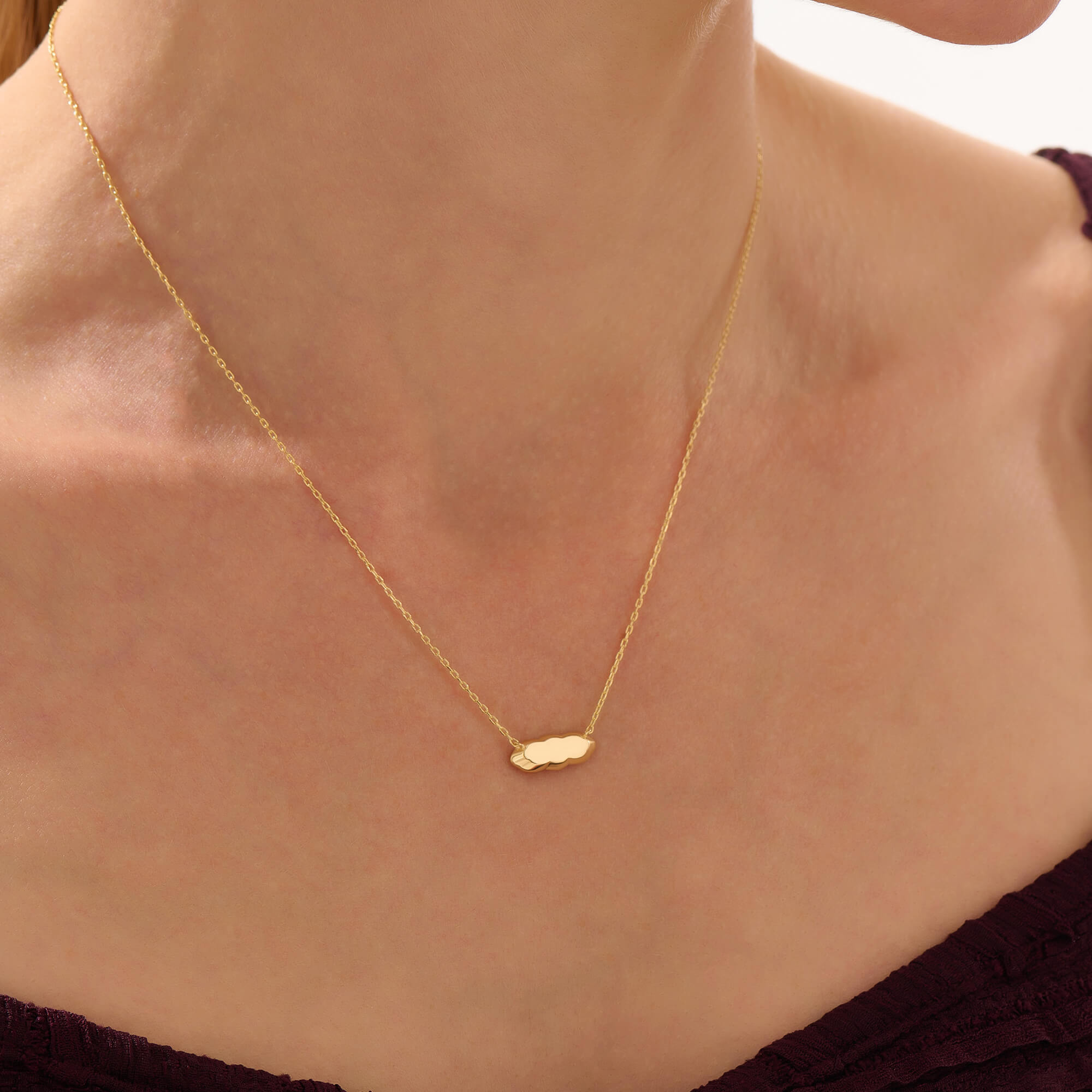 Women's Wavy Bar Necklace in 24K Gold Vermeil