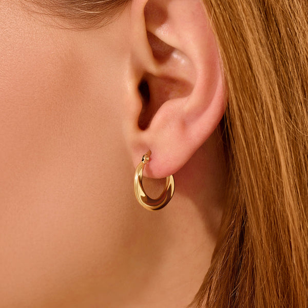 Women's Wavy Hoop Earrings in 14K Solid Gold