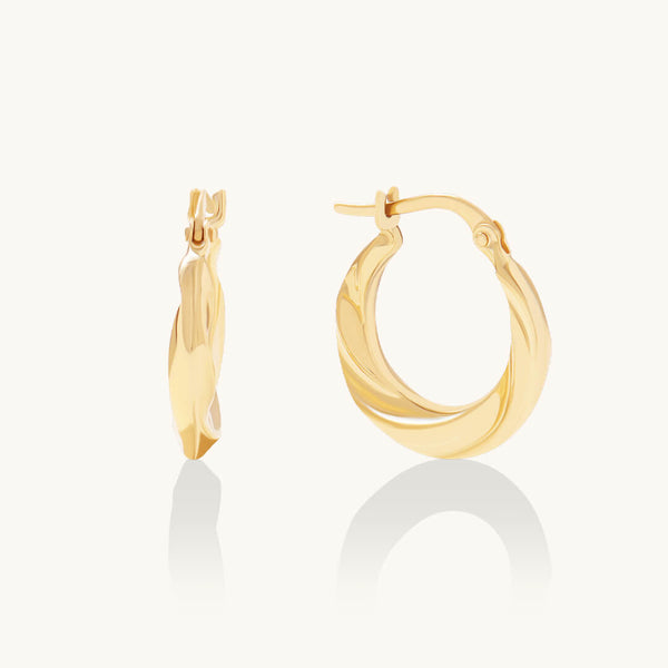 Wavy Hoop Earrings in 14K Solid Gold