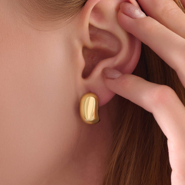 Women's Wide Dome Earrings in 24K Gold Plated Vermeil on Solid Silver