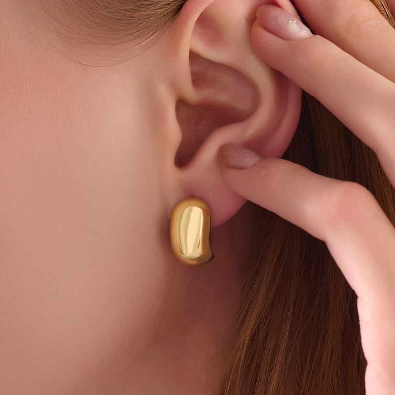 Women's Wide Dome Earrings in 24K Gold Plated Vermeil on Solid Silver