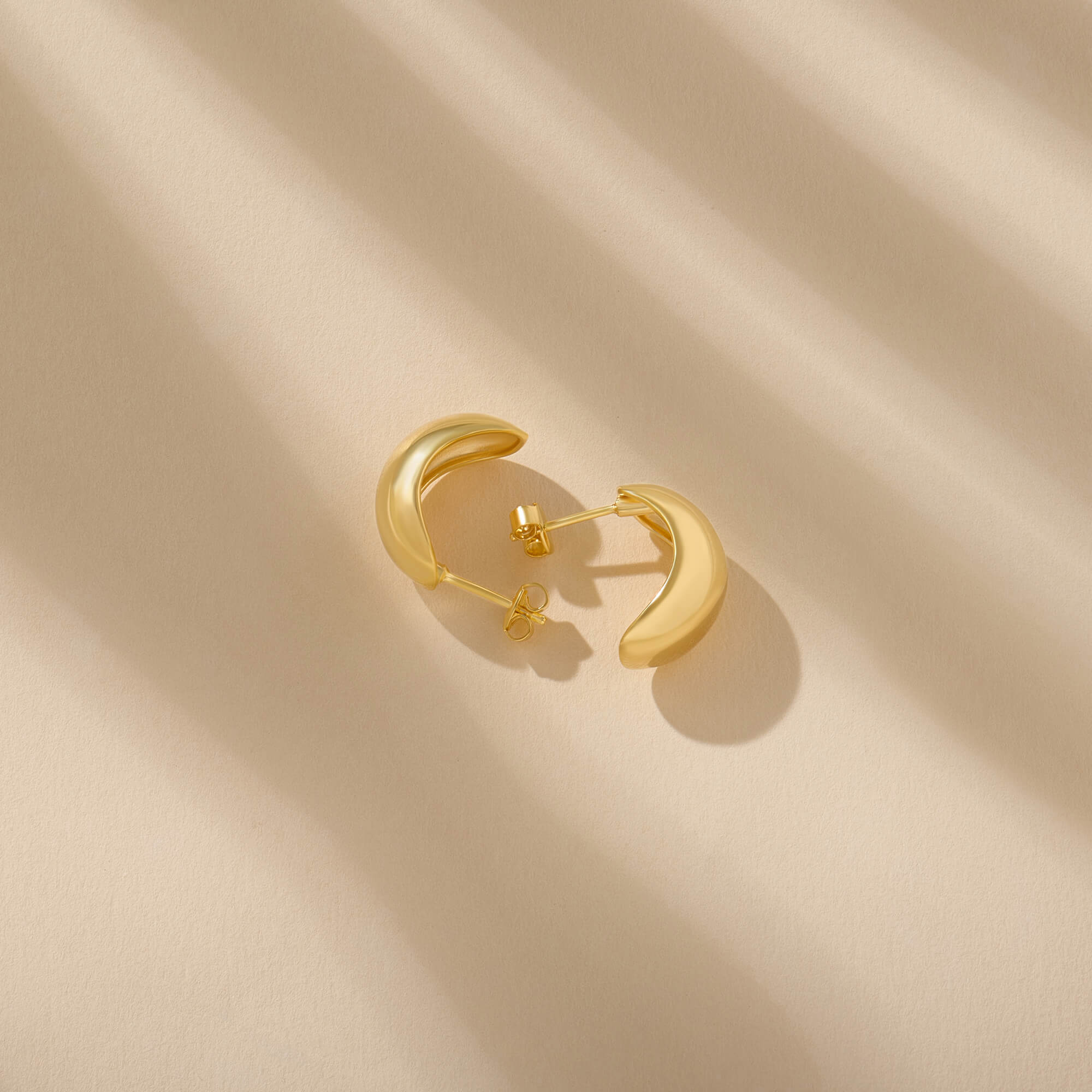 Wide Design Dome Earrings in 24K Gold Plated Vermeil on 925 Solid Silver