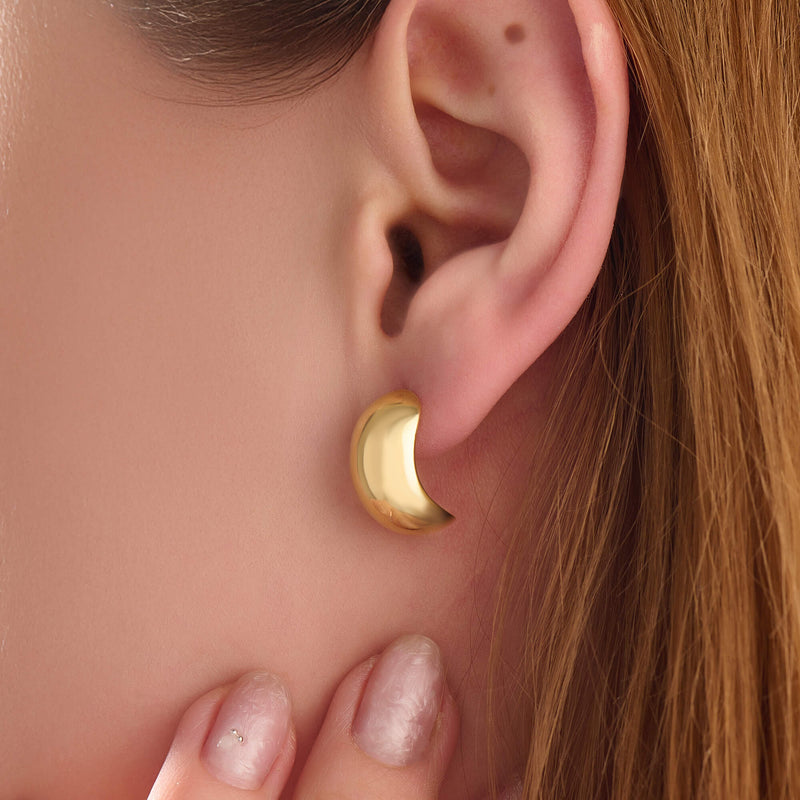 Women's Wide Dome Earrings in 24K Gold Plated Vermeil on Silver