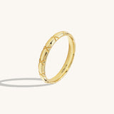 14K Real Yellow Gold X Carved Wedding Band Ring for Women