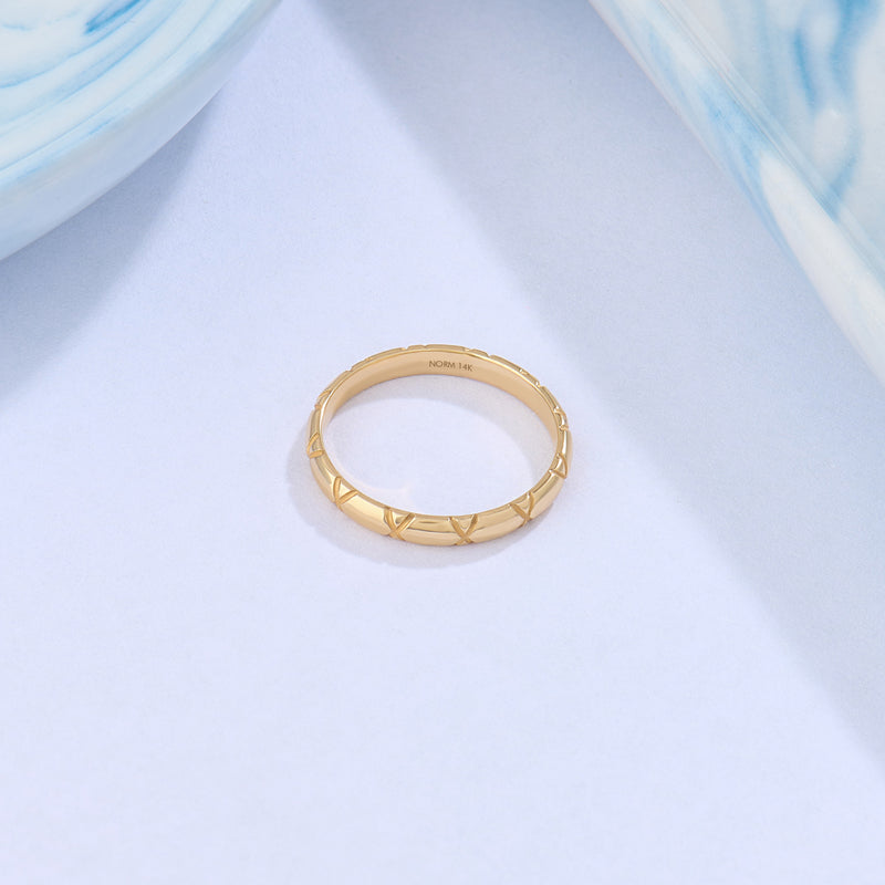 14K Solid Gold Designer X Band Ring