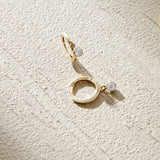 Women's 14k Solid Gold Solo White CZ Hoop Earrings