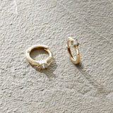 Solitaire Hoop Earrings in 14k Real Yellow Gold