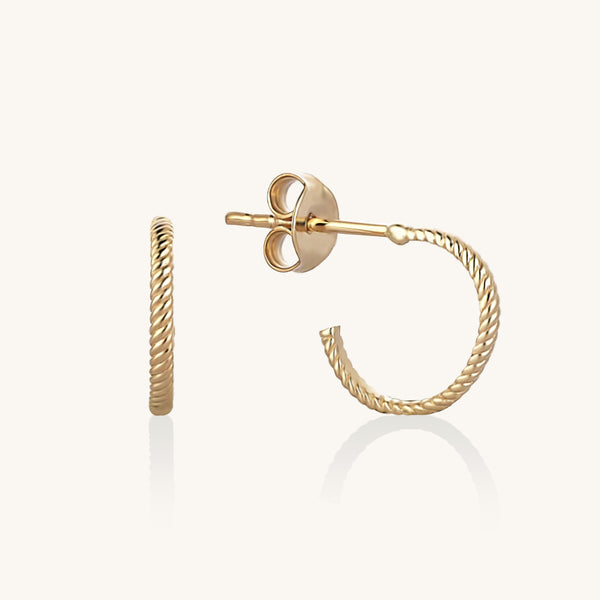 Twisted Hoop Earrings in 14k Solid Gold